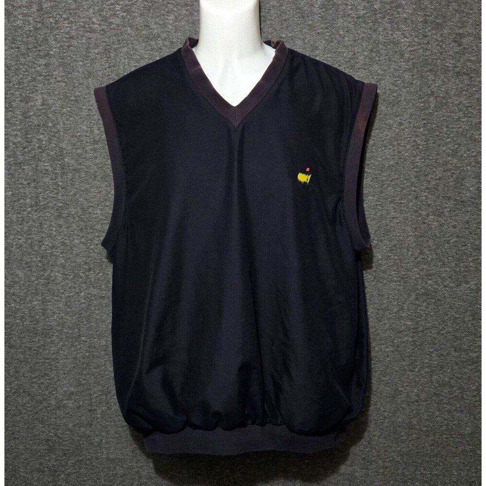 Masters Collection Vest Mens Large Black Windbreaker VNeck Augusta Ntl Golf Club